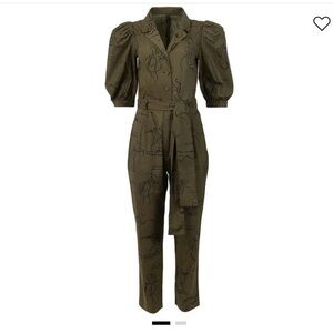 Olive Patterned Jumpsuit
